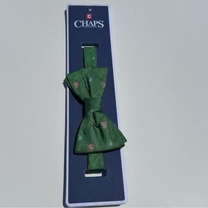 Chaps Equestrian Race Track Horses 100% Silk Green Bow Tie